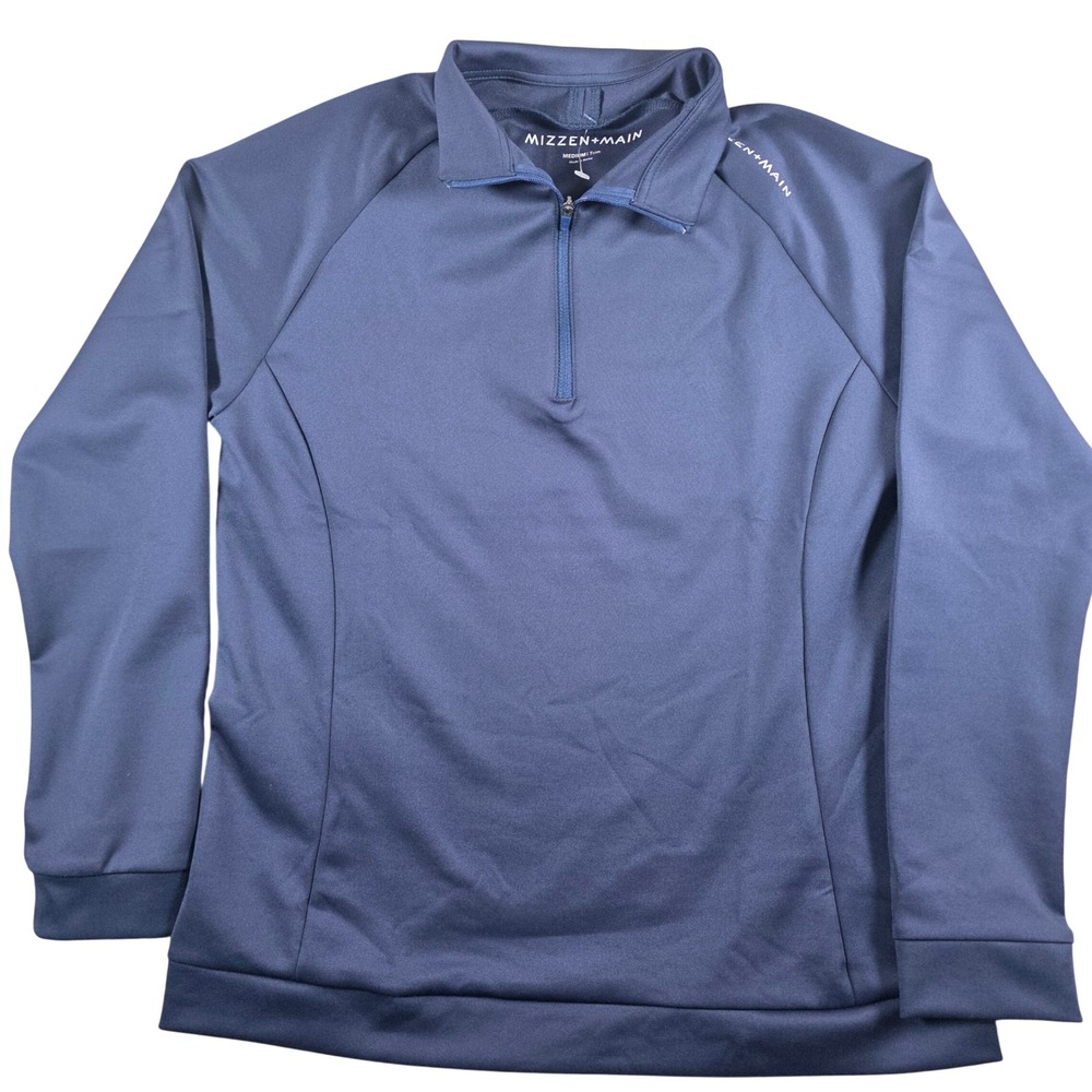 NWOT Mizzen+Main Men Navy Blue Quarter-Zip Performance Pullover Size M Trim Fit - Picture 2 of 9